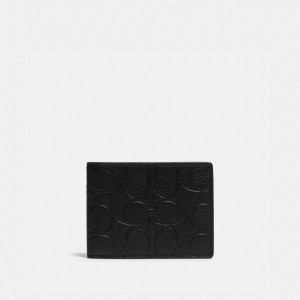 Black Men COACH® Slim Billfold In Signature Leather Wallet | NZ UZN249