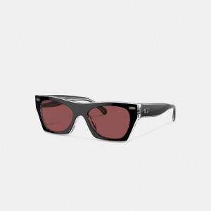 Black Women COACH® Beveled Signature Square Sunglasses | NZ UZC678