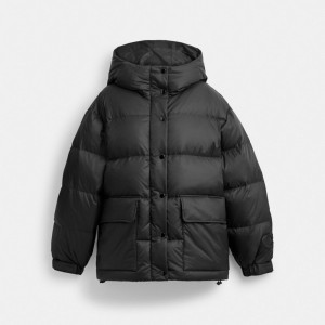 Black Women COACH® Mid Length Puffer Coat | NZ JPO395