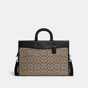 Black Women COACH® Rogue Brief In Signature Textile Jacquard Handbag | NZ JPM844