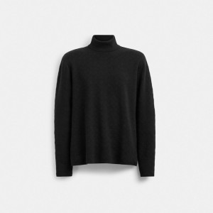 Black Women COACH® Signature Turtleneck Knitwear | NZ HAI448