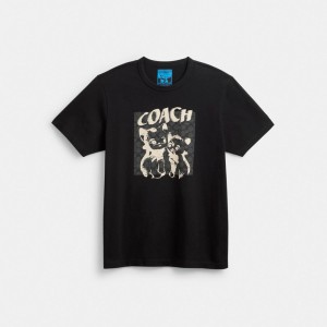 Black Women COACH® The Lil Nas X Drop Signature Cats T Shirts | NZ TCJ511