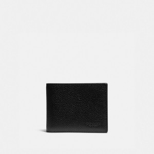 Black / Khaki Men COACH® Slim Billfold With Signature Canvas Detail Wallet | NZ TCM251