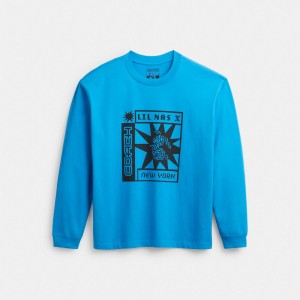 Blue Women COACH® The Lil Nas X Drop Long Sleeve Sun T Shirts | NZ YXH510