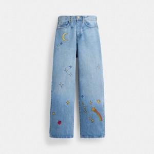 Blue / Multicolor Women COACH® X Observed By Us 90's Fit Denim Jeans Pants | NZ OKG455