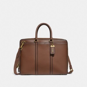 Brown Men COACH® Metropolitan Slim Briefcase | NZ UZM197