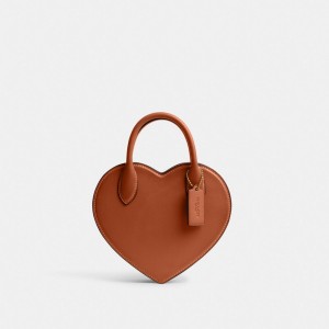 Brown Women COACH® Heart In Regenerative Leather Crossbody Bag | NZ DFB788