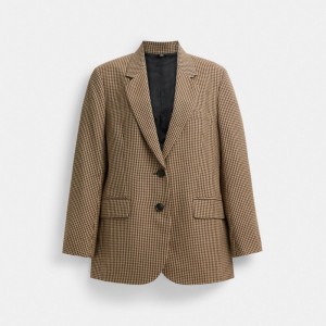 Brown / White Women COACH® Relaxed Blazer Jacket | NZ BEC435