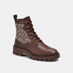 Coffee Men COACH® Citysole Lace Up In Signature Jacquard Boots | NZ YXH105