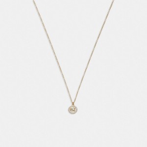 Gold Women COACH® Signature Crystal Pearl Pendant Necklace | NZ BEH591