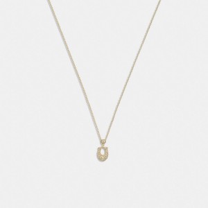 Gold Women COACH® Signature Pavé Necklace | NZ MQL594