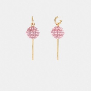 Gold / Pink Women COACH® Lollipop Earrings | NZ XYM547