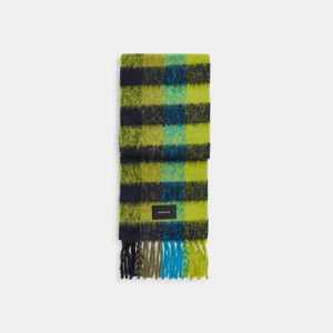 Green Women COACH® Plaid Oversized Muffler Scarf | NZ SGR660