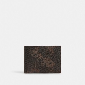 Grey Men COACH® Slim Billfold With Large Horse And Carriage Print Wallet | NZ YXM250