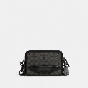 Grey / Black Men COACH® Charter In Signature Jacquard Crossbody Bag | NZ ILF211