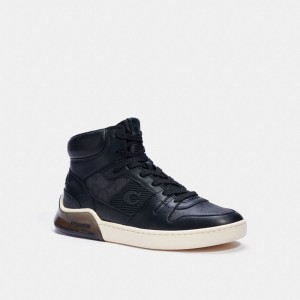 Grey / Black Men COACH® Citysole High Top In Signature Canvas Sneakers | NZ HAZ136