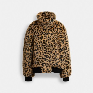 Leopard Women COACH® Printed Faux Fur Jacket | NZ CTZ433