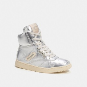 Metal / Silver Men COACH® C202 High Top In Metallic Sneakers | NZ ZUH132