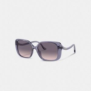 Purple Women COACH® Swoop Temple Rectangle Sunglasses | NZ BEJ700