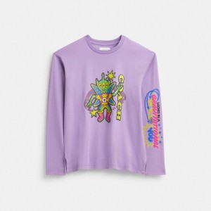 Purple / Multicolor Women COACH® Cosmic Long Sleeve T Shirts | NZ CTM494