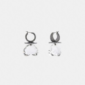 Silver Women COACH® Heart Gemstone Earrings | NZ BEV544