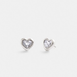 Silver Women COACH® Heart Stud Earrings | NZ CTN546