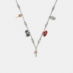 Silver / Multicolor Women COACH® Mini Candy Charm Necklace | NZ GSU582