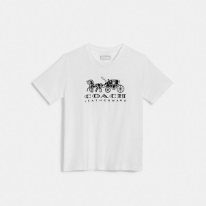 White Women COACH® Horse And Carriage In Organic Cotton T Shirts | NZ GSU501