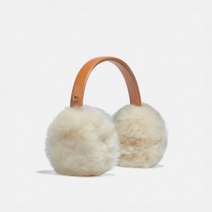 White Women COACH® Shearling Earmuffs Hat | NZ VRD642