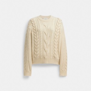 White Women COACH® With Braided Detail Sweater | NZ VRL486