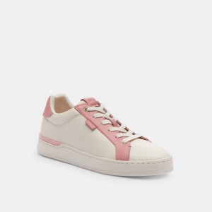 White / Pink Women COACH® Lowline Low Top Sneakers | NZ JPJ376