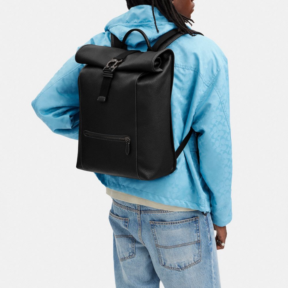 Black Men COACH® Beck Roll Top Backpack | NZ KOH186