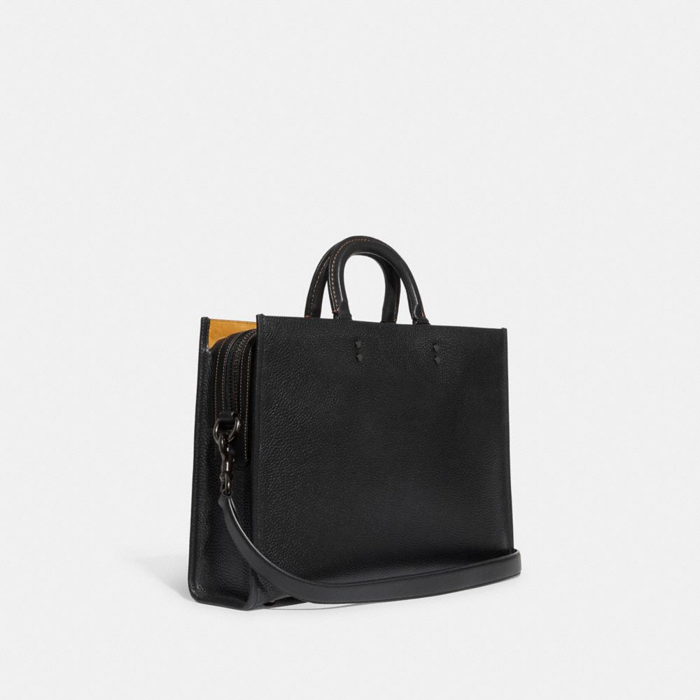 Black Men COACH® Rogue In Regenerative Leather Briefcase | NZ YXQ198