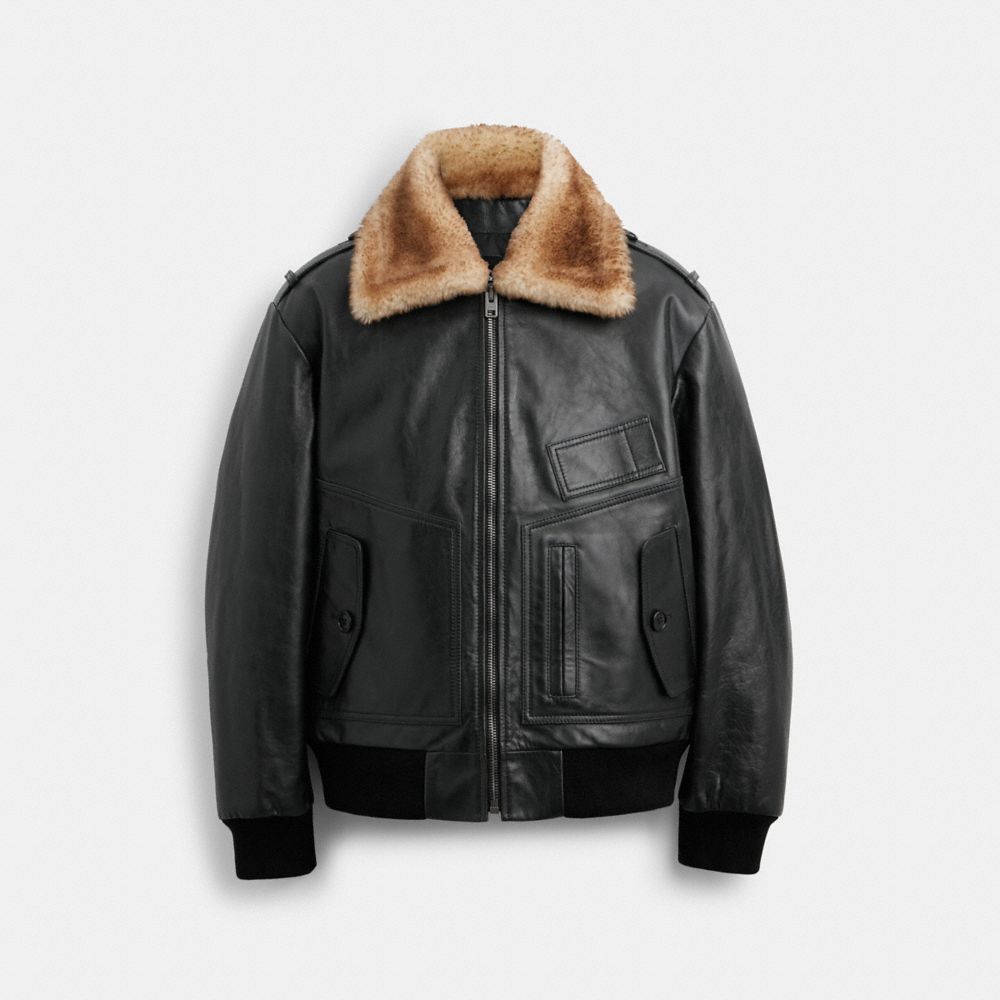 Black Men COACH® Shearling Utility Jacket | NZ OKJ160