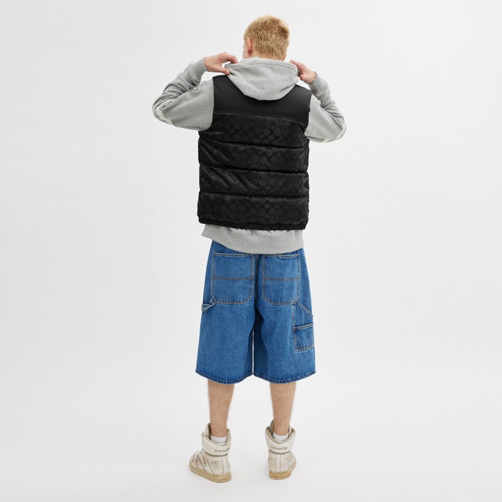 Black Men COACH® Signature Puffer Vest Coat | NZ TCR147