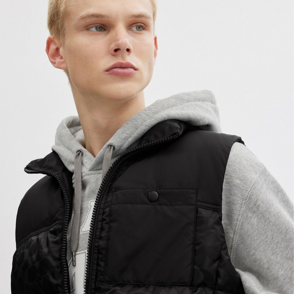 Black Men COACH® Signature Puffer Vest Coat | NZ TCR147