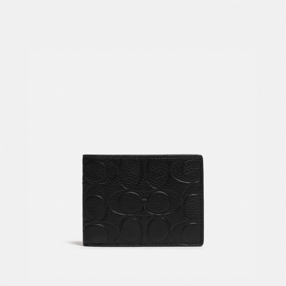 Black Men COACH® Slim Billfold In Signature Leather Wallet | NZ UZN249