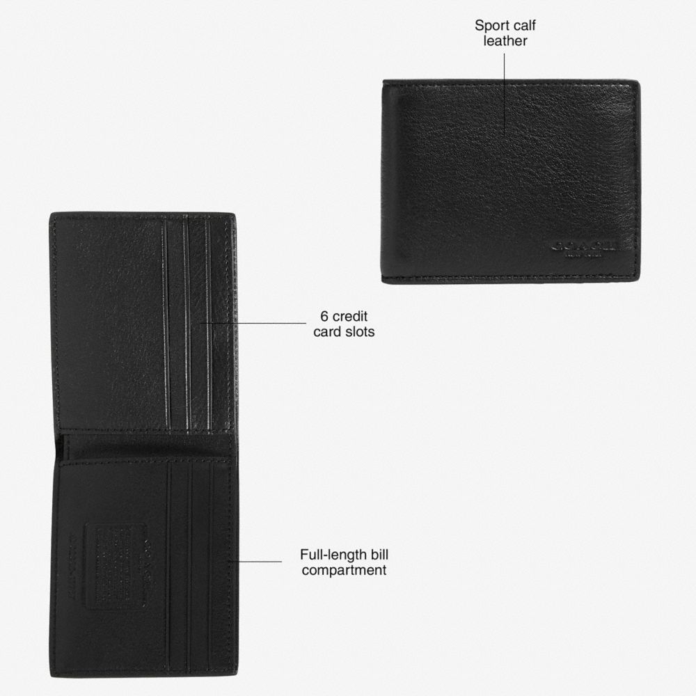 Black Men COACH® Slim Billfold Wallet | NZ OKV247