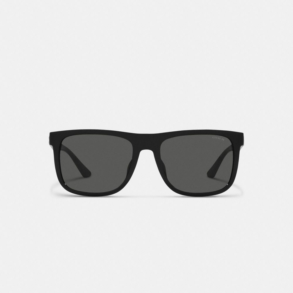 Black Women COACH® Beveled Signature Flat Top Square Sunglasses | NZ QMH672