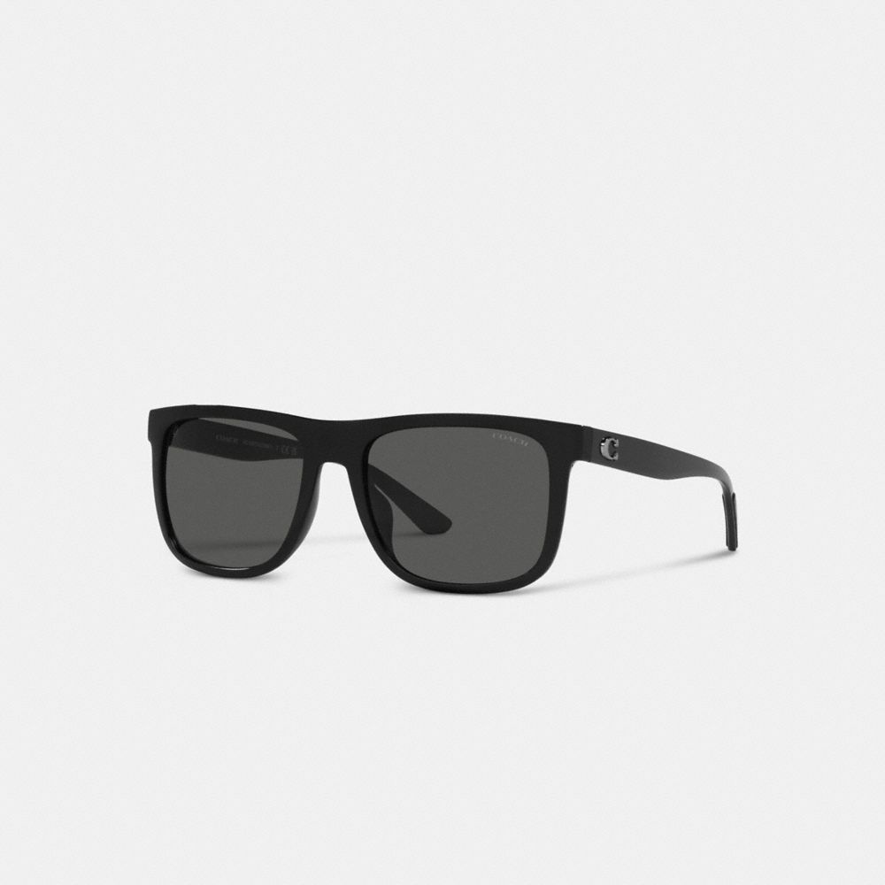 Black Women COACH® Beveled Signature Flat Top Square Sunglasses | NZ QMH672