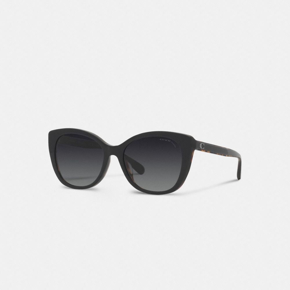 Black Women COACH® Beveled Signature Oversized Cat Eye Sunglasses | NZ EBK674