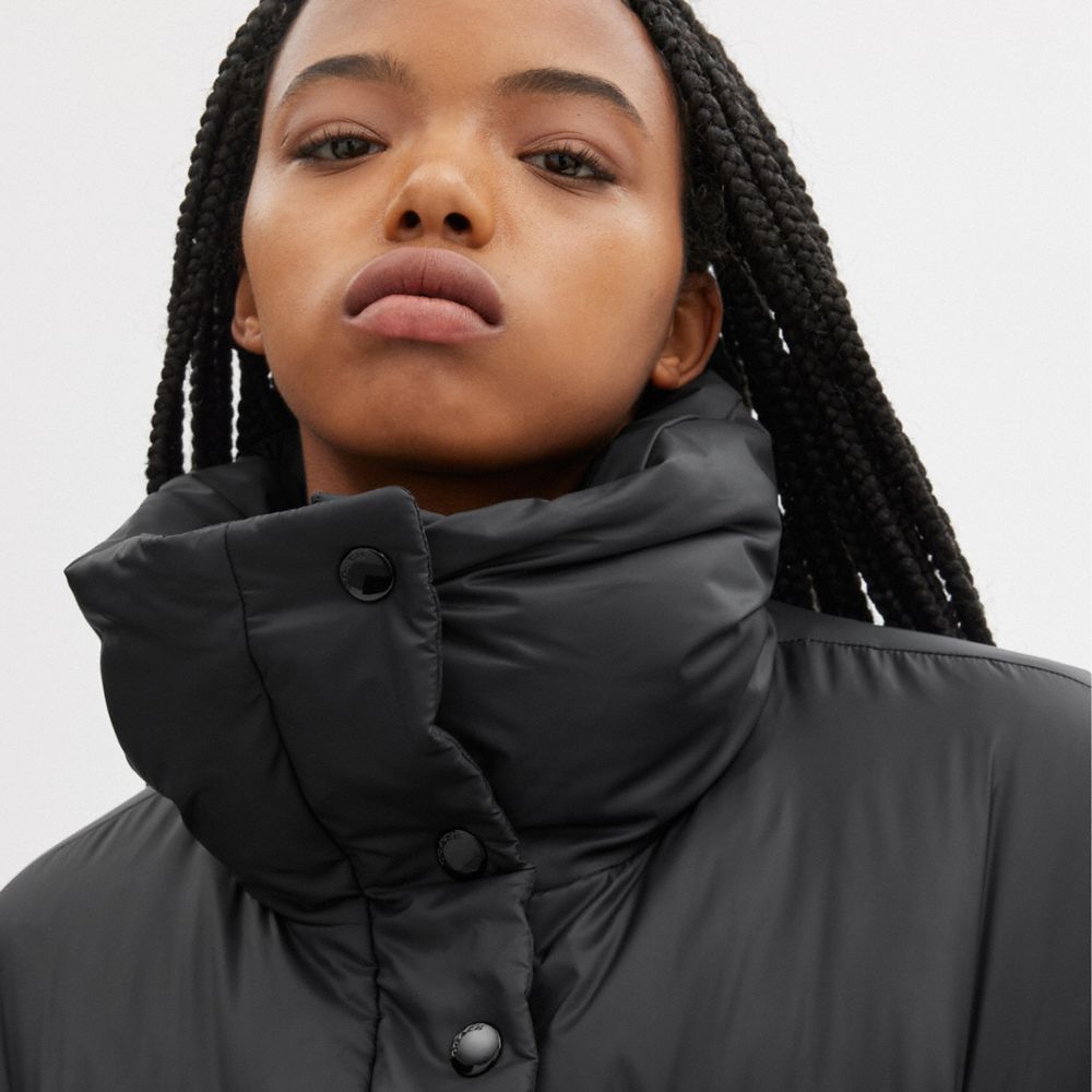 Black Women COACH® Cropped Puffer Coat | NZ NWQ387