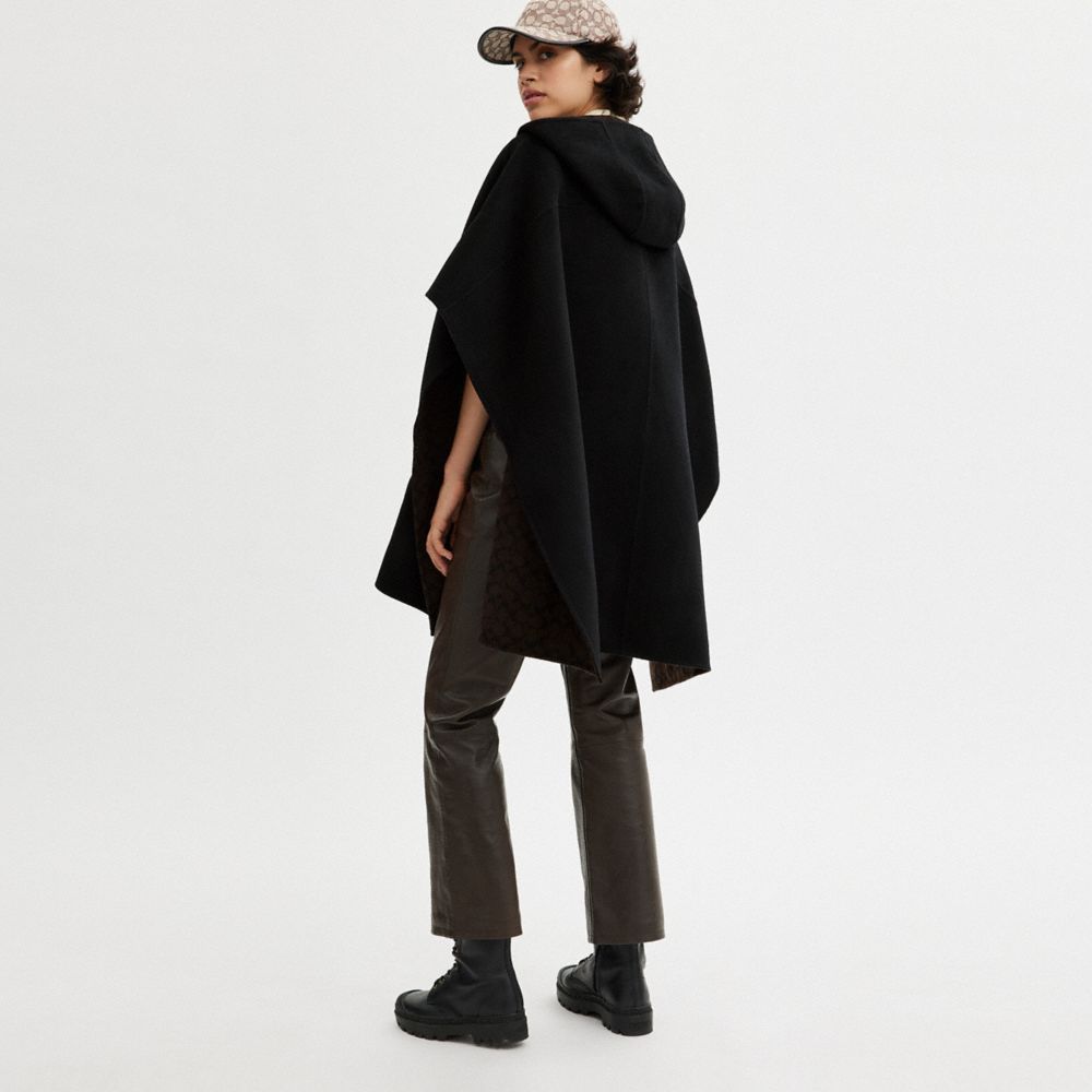 Black Women COACH® Double Face Cape Coat | NZ VRE389