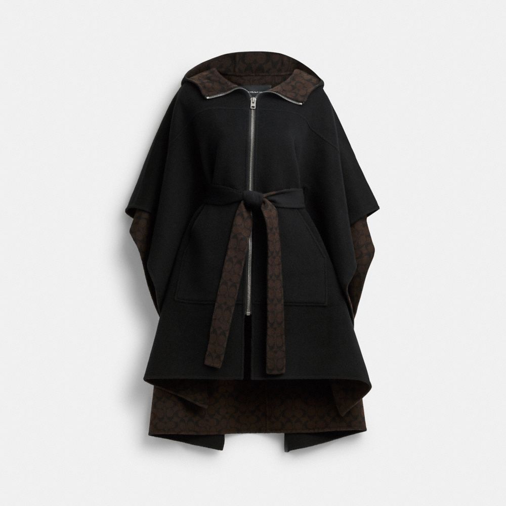 Black Women COACH® Double Face Cape Coat | NZ VRE389