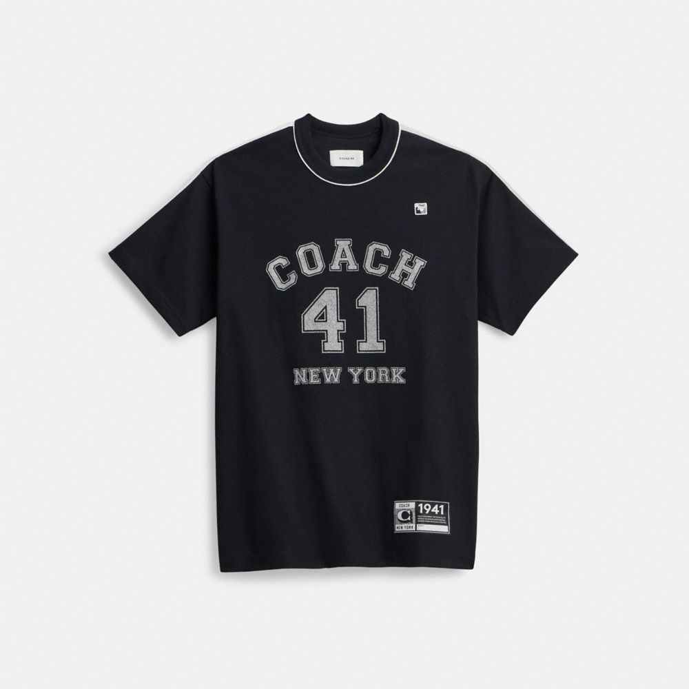 Black Women COACH® Embellished Varsity T Shirts | NZ LNZ 497