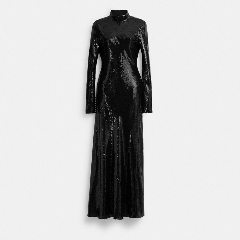 Black Women COACH® High Neck Sequin Dress | NZ ILK404