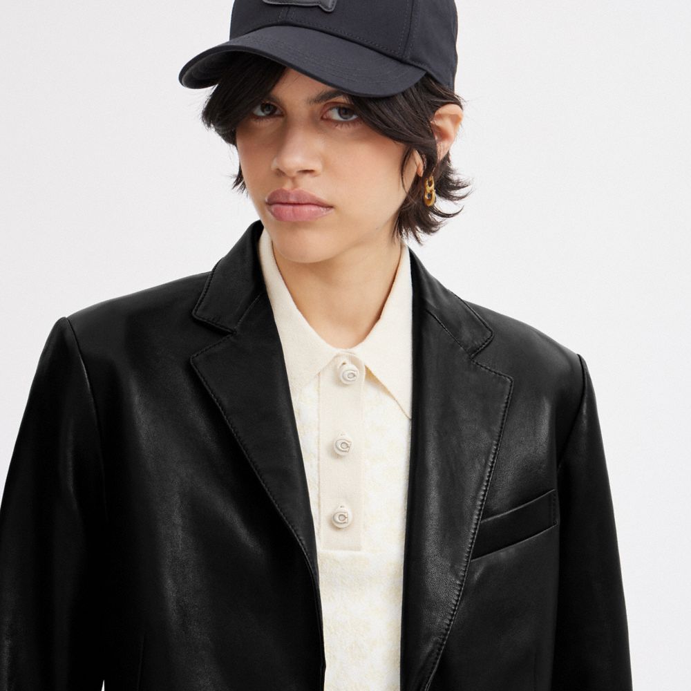 Black Women COACH® Leather Blazer Coat | NZ XYT391