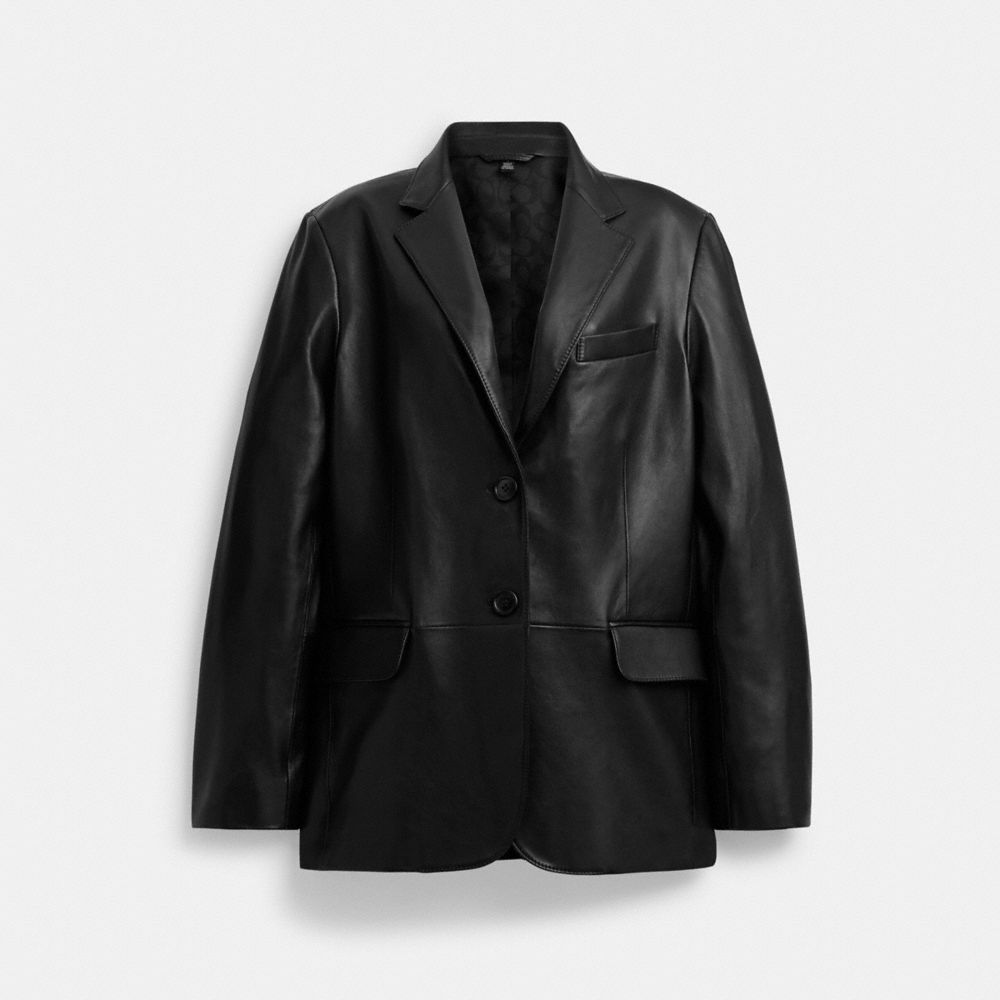 Black Women COACH® Leather Blazer Coat | NZ XYT391