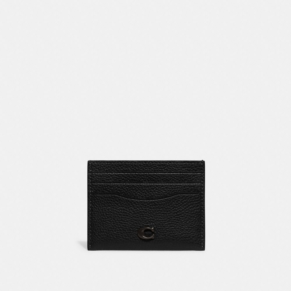 Black Women COACH® Leather Card Case | NZ ZUY743