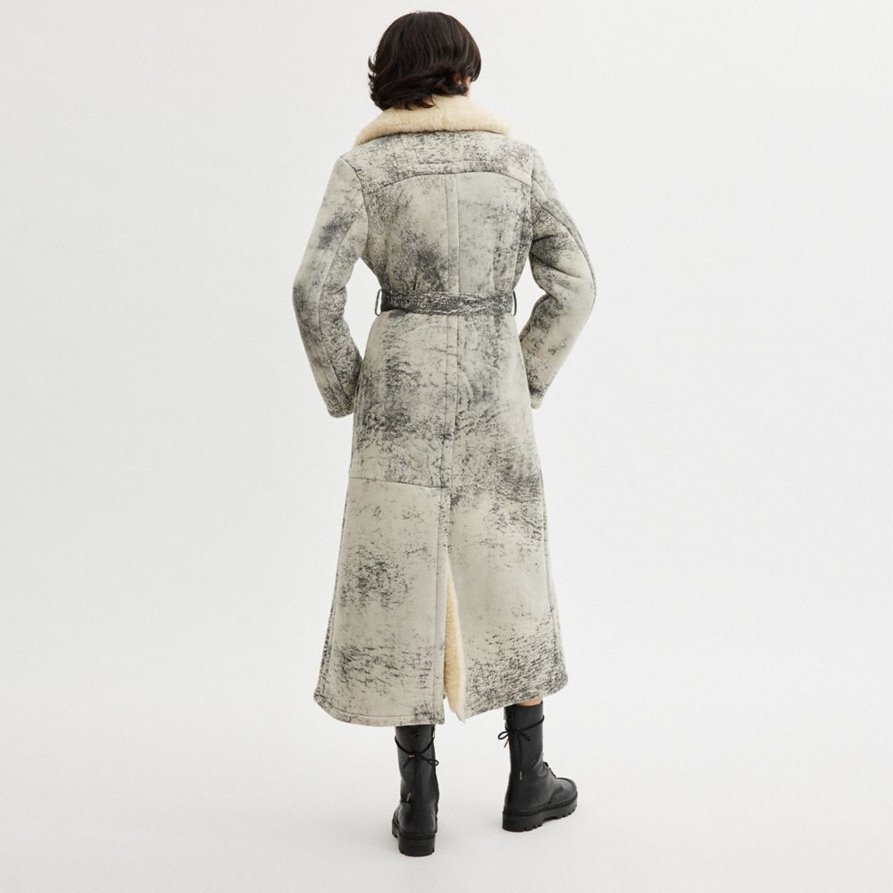 Black Women COACH® Long Shearling Trench Coat | NZ LIU393